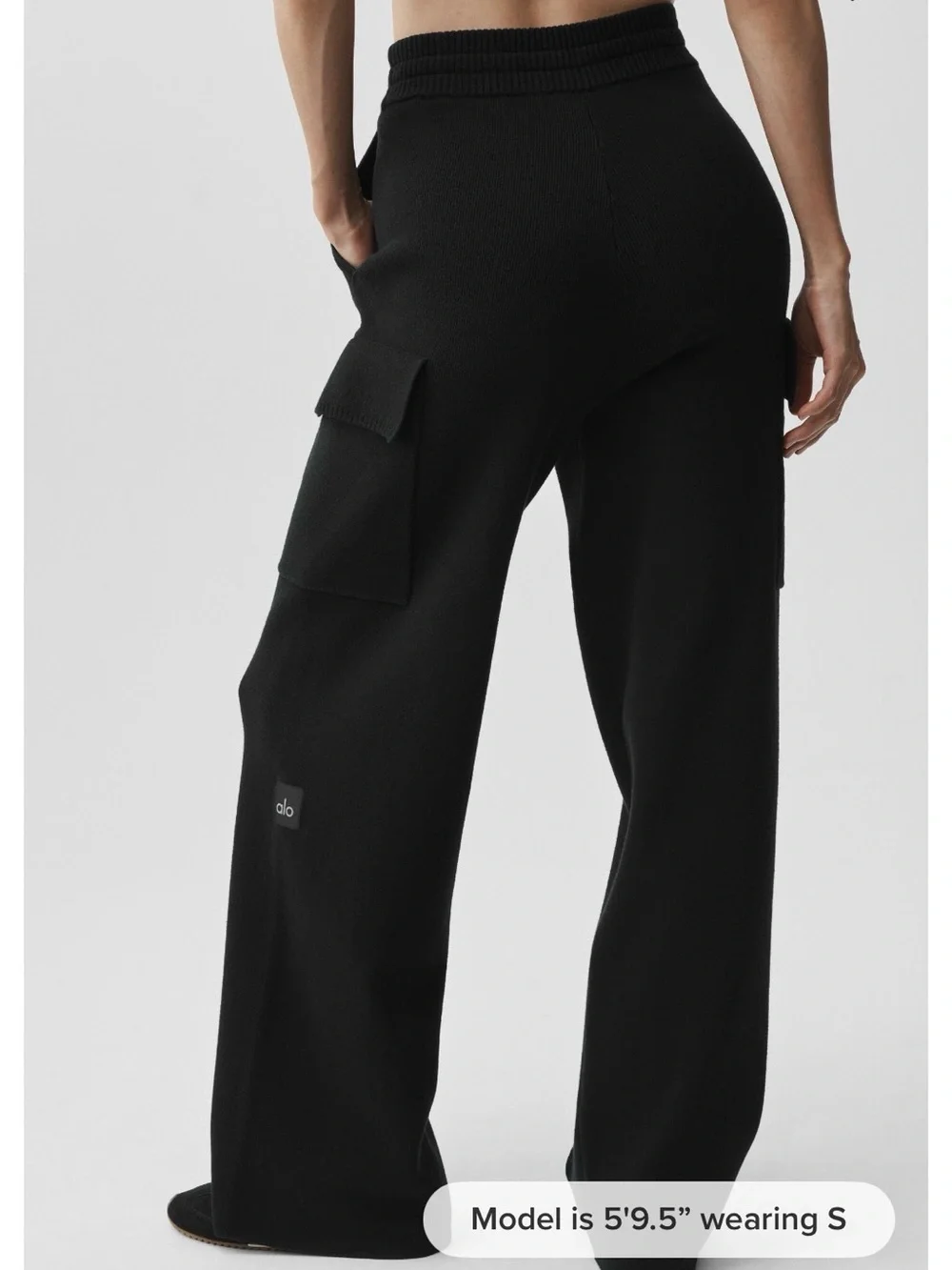 ALO Scholar knit Black high waist cargo Cargo Pant